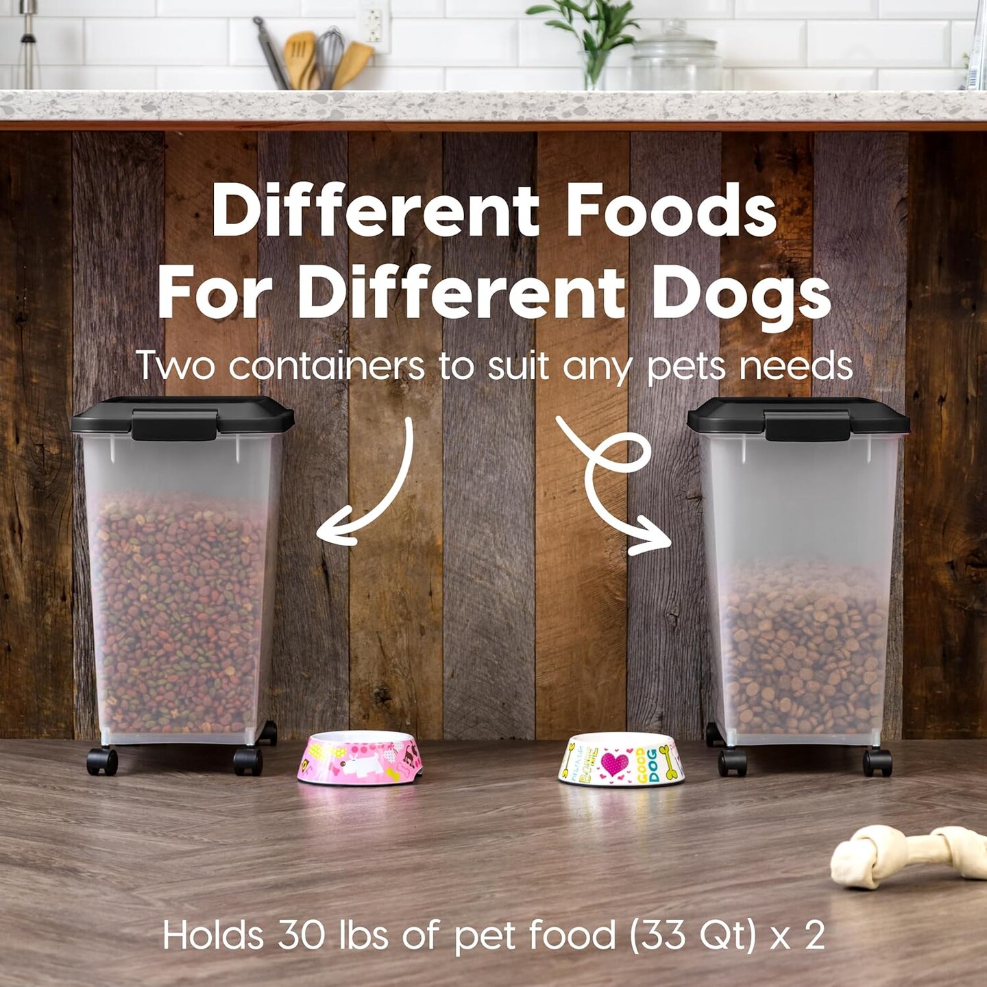 IRIS Airtight Pet Food Storage Containers with Attachable Casters
