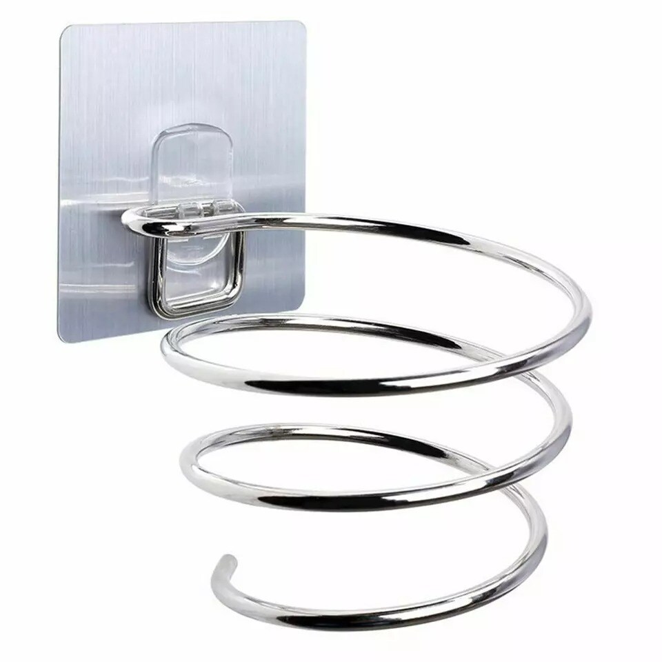 Hair Dryer Holder Wall Mounted Rack Space Save Stainless Steel Bathroom Shelf