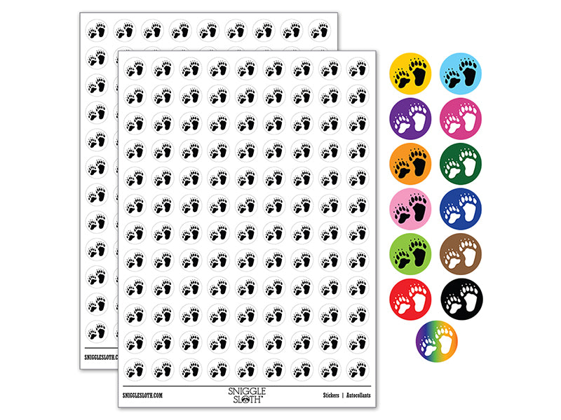 Bear Tracks Animal Paw Prints 200+ 0.50&#x22; Round Stickers