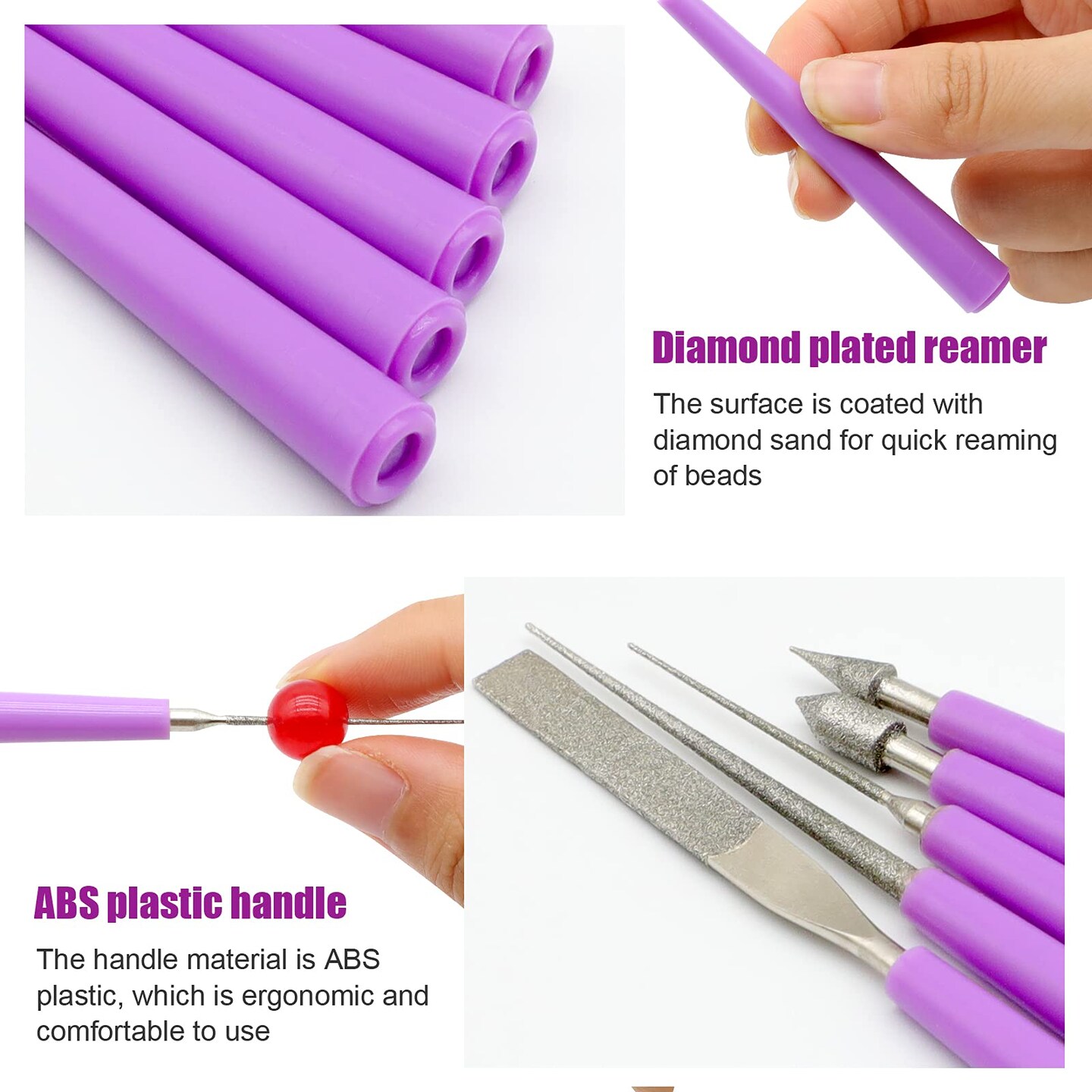5 Pieces Bead Reamer for Jewelry Making, Bead Spinner Hole Enlarger Tool for Glass Plastic Metal Wood Beads, Remove Burrs, Enlarge Holes, Smooth Edges
