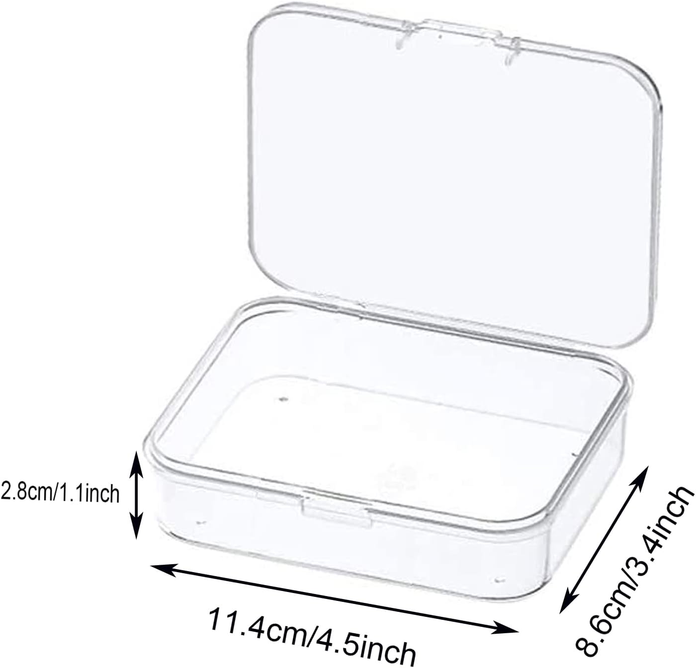 12 Pcs Mini Plastic Storage Containers Box with Lid, 4.5x3.4 Inches Clear Rectangle Box for Collecting Small Items, Beads, Game Pieces, Business Cards, Crafts Accessories