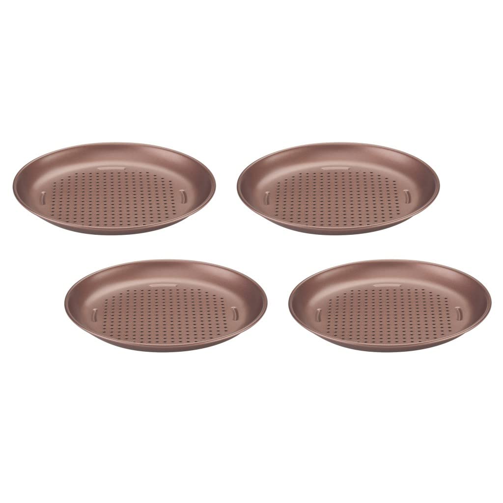 4 Pieces Mini Pizza Pan Set, Bronze