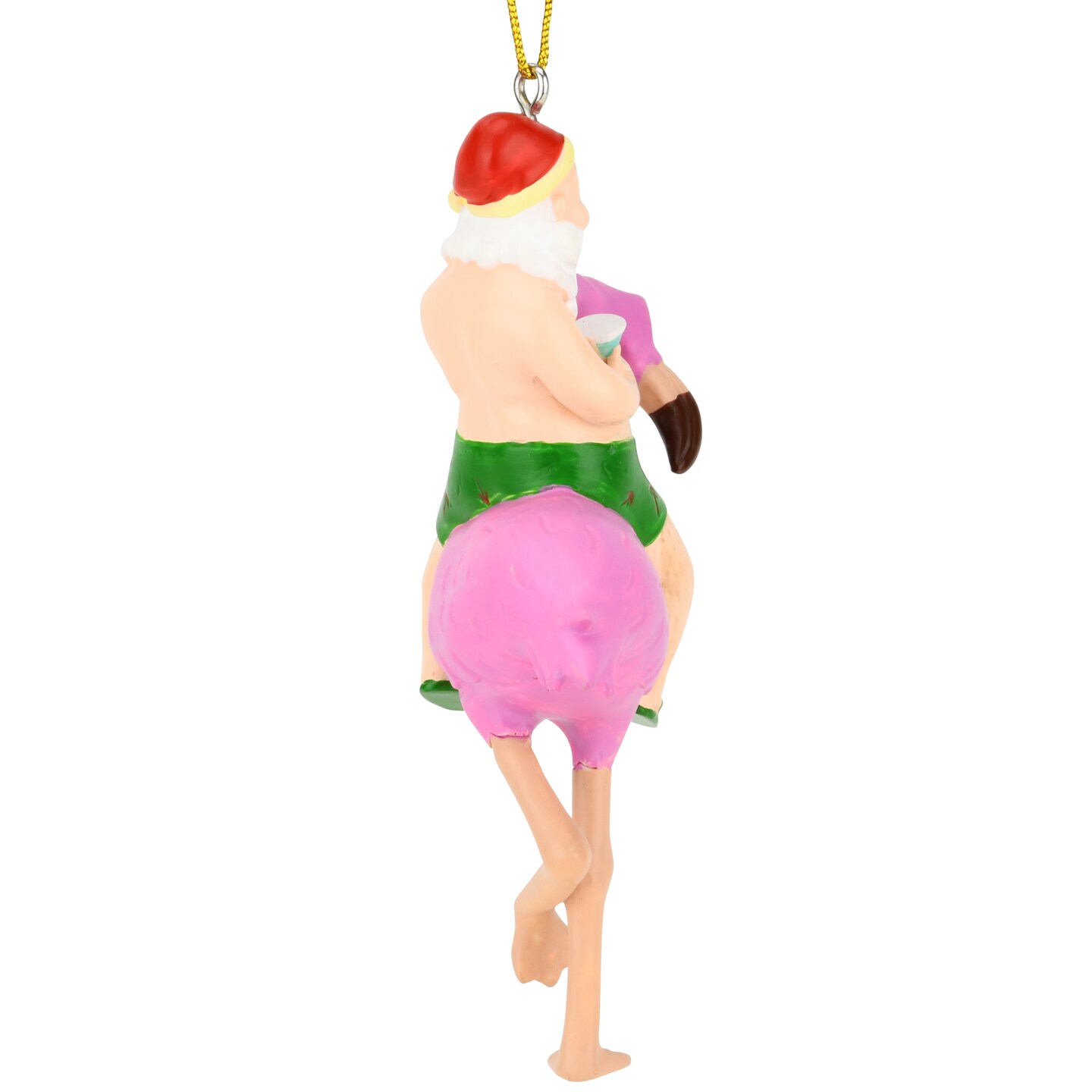 Tree Buddees Santa Riding a Pink Flamingo Tropical Christmas Ornament Decoration