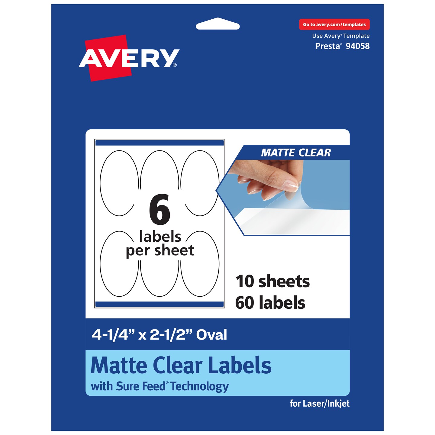 Avery Matte Clear Labels,  4-1/4&#x22; x 2-1/2&#x22; Oval