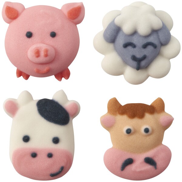 Barnyard Animals Royal Icing Decoration 12ct
