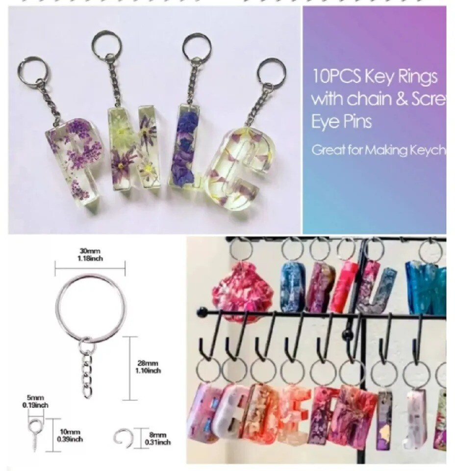 73-Piece Alphabet & Number Resin Silicone Molds - DIY Epoxy Keychain Making Kit