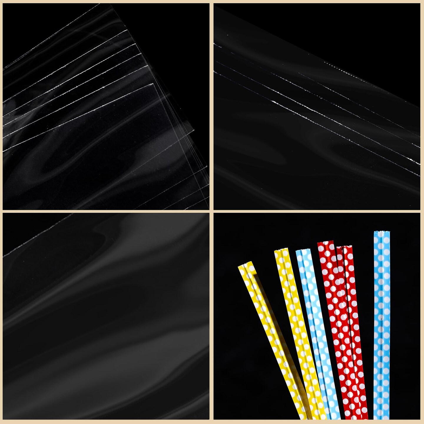 200 Pieces Transparent Clear Cellophane Bags 6x9 Inches, Clear Treat Bags with Ties for Cookie Bags Resealable Cellophane Bag for Packaging Cookies,Gifts,Products,Candy,Favors