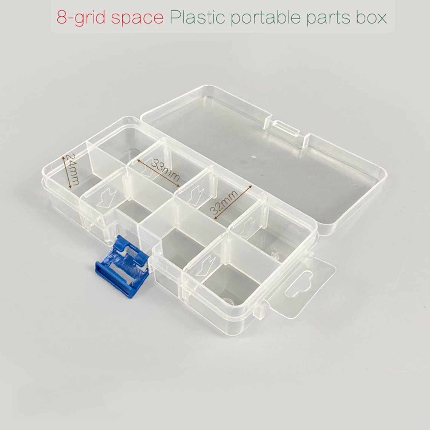 4 Pack 8 Grids Plastic Bead Organizer Box/Clear Crafts Thread Storage Containers with Removable Dividers (Free Letter Stickers)