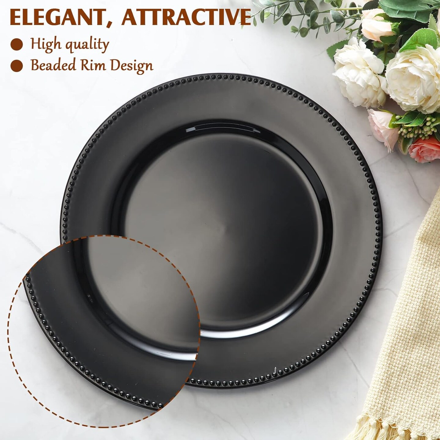 24 Pcs 13 Inch Metallic Bead Charger Plates