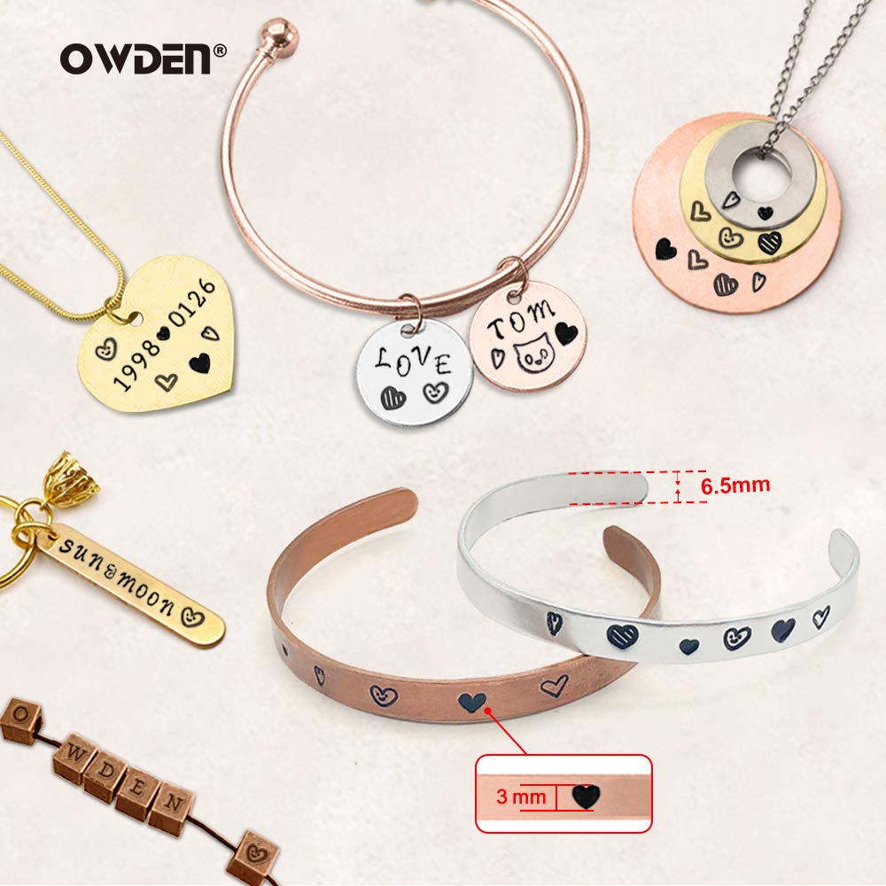 6 Pieces Jewelry metal stamps set,Heart (Love) metal design stamps&#xFF0C;6 styles Steel stamp heart punch,metal love stmaps for jewelry working,Metal blank bangle stamps