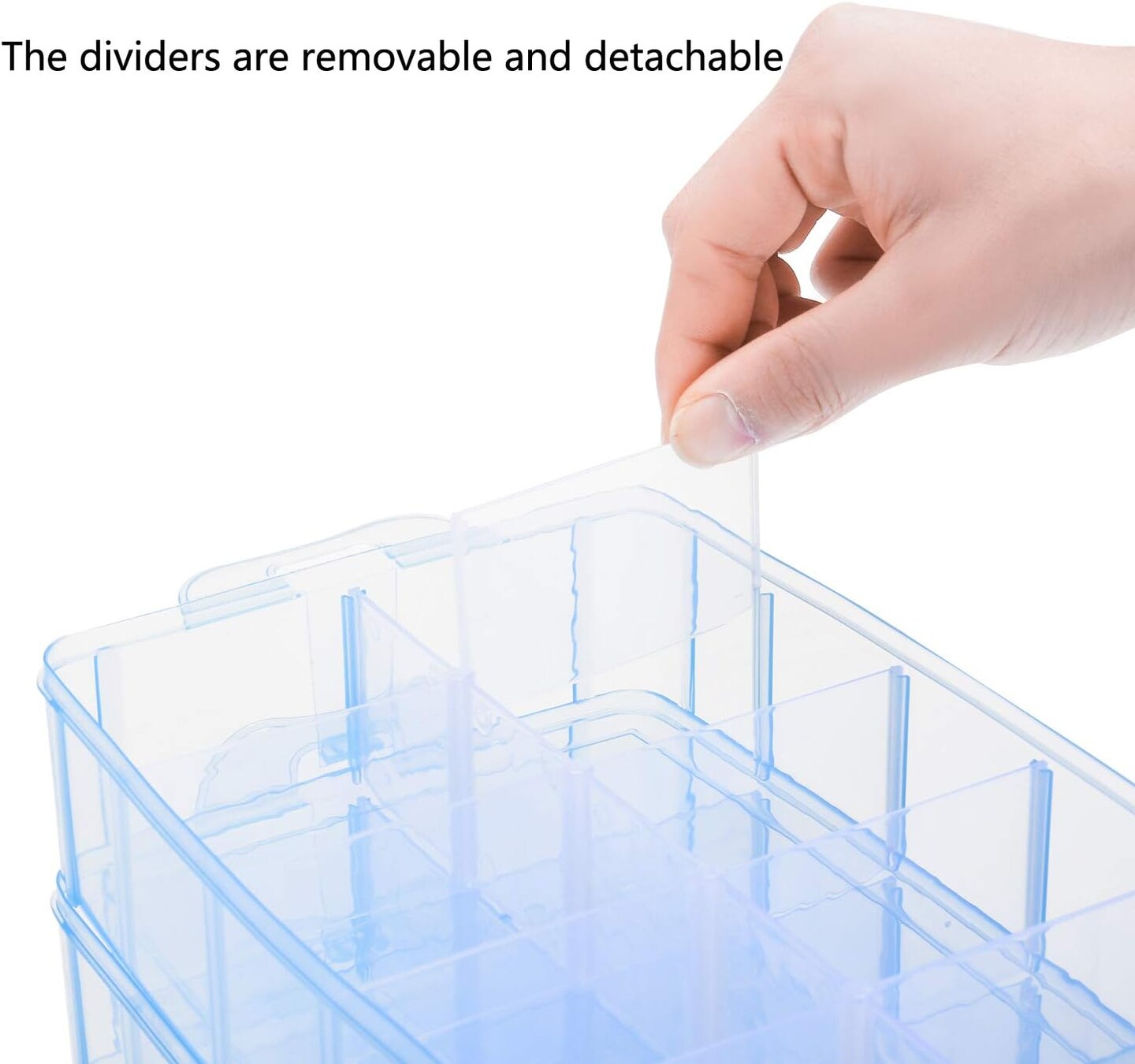 Craft Storage Organizer,Hot Wheels Case,Sewing Box,3-Tier Plastic Organizer Box with Dividers, Storage Containers for Organizing Art Supplies, Fuse Beads,Washi Tape, Kids Toy,Blue