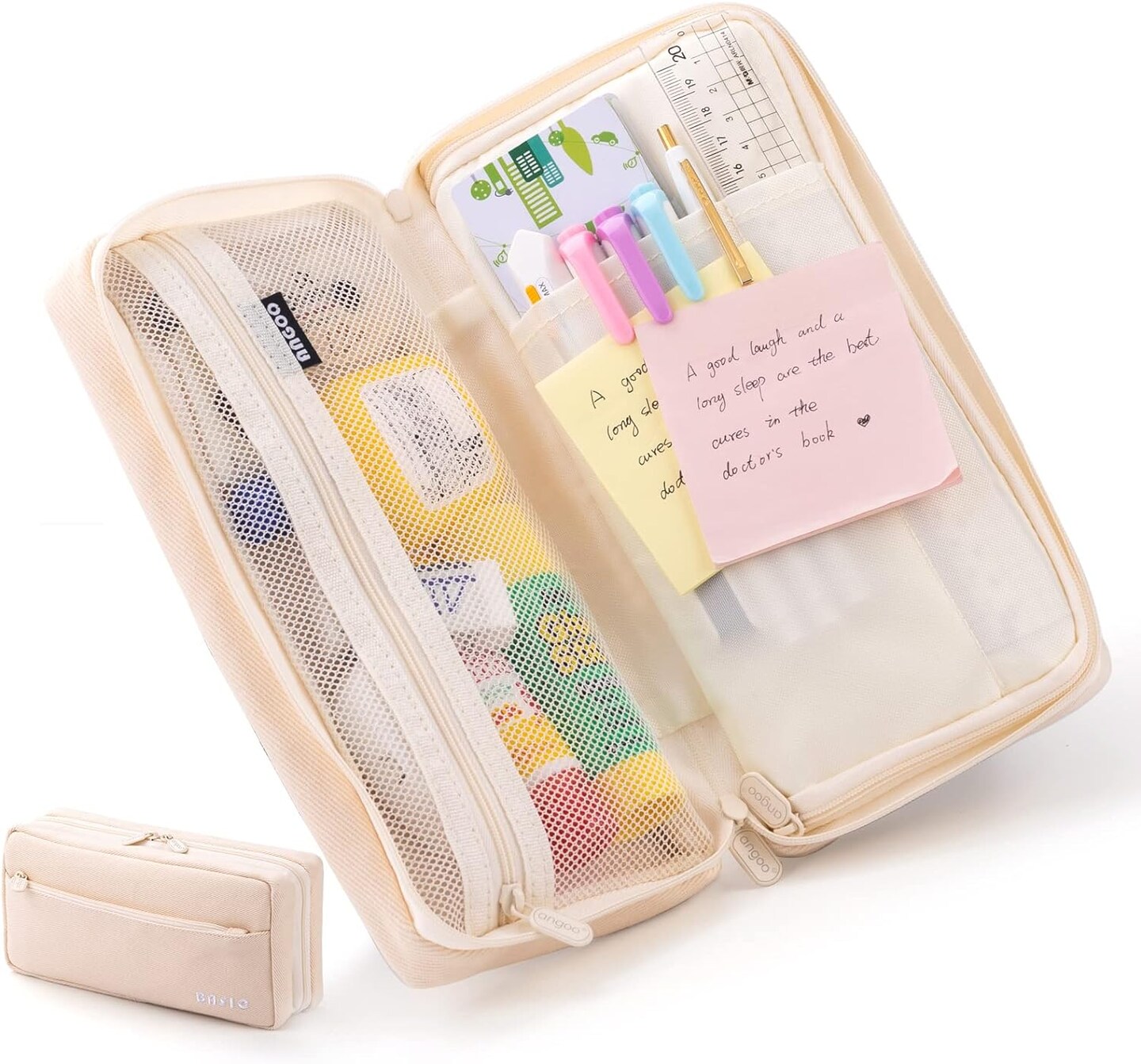 Big Capacity Pencil Case Pencil Pouch School Supplies for College Students Office Simple Stationery Pencil Holder Bag Teen Girls Women-Beige