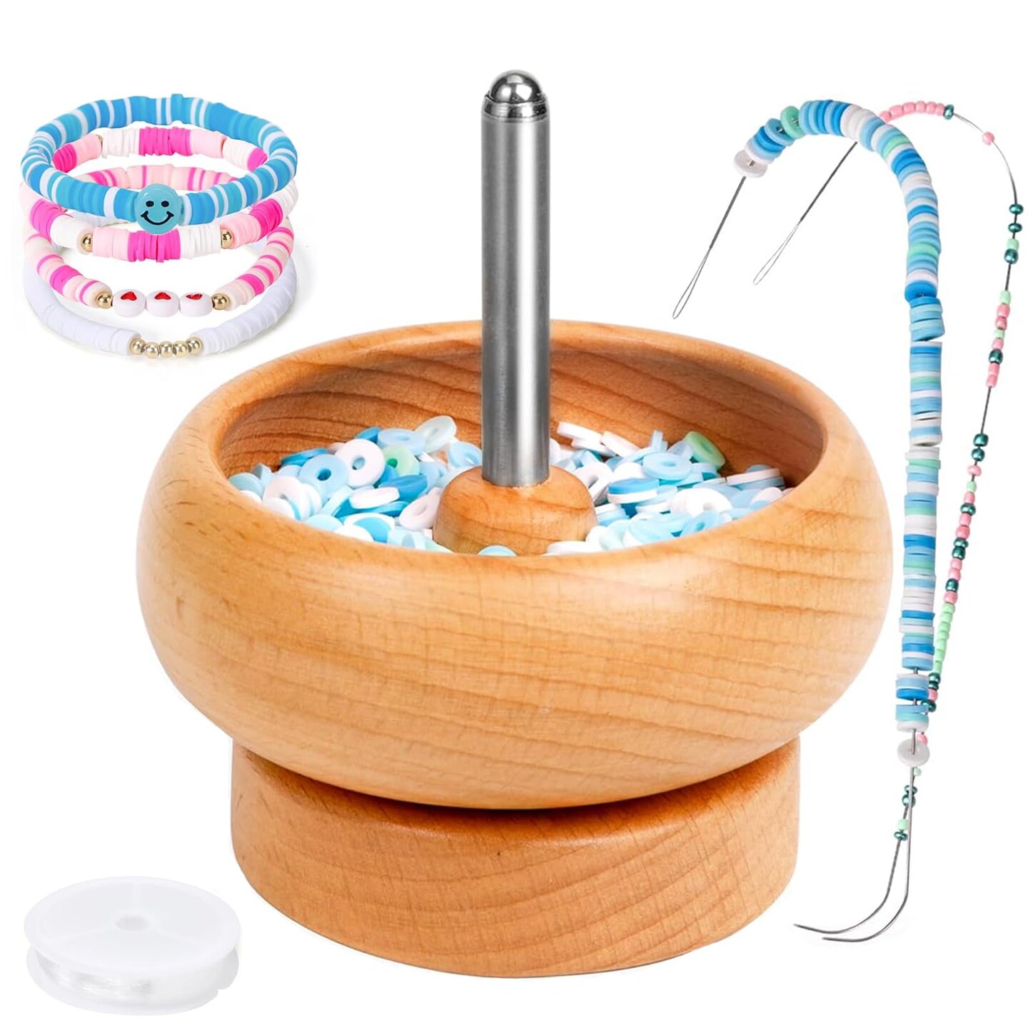3000 Pieces Bead spinner for Jewelry Making, bead spinner Kit , Beading Needles, Beading Tools, Bowl for Waist Chains, Bracelets, Necklaces