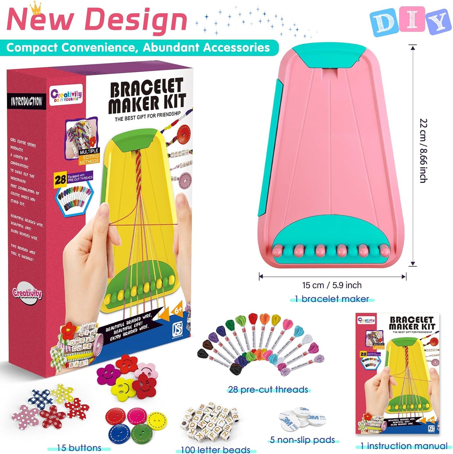 Friendship Bracelet Making Kit - Arts &#x26; Crafts Gift for Kids Ages 6-12
