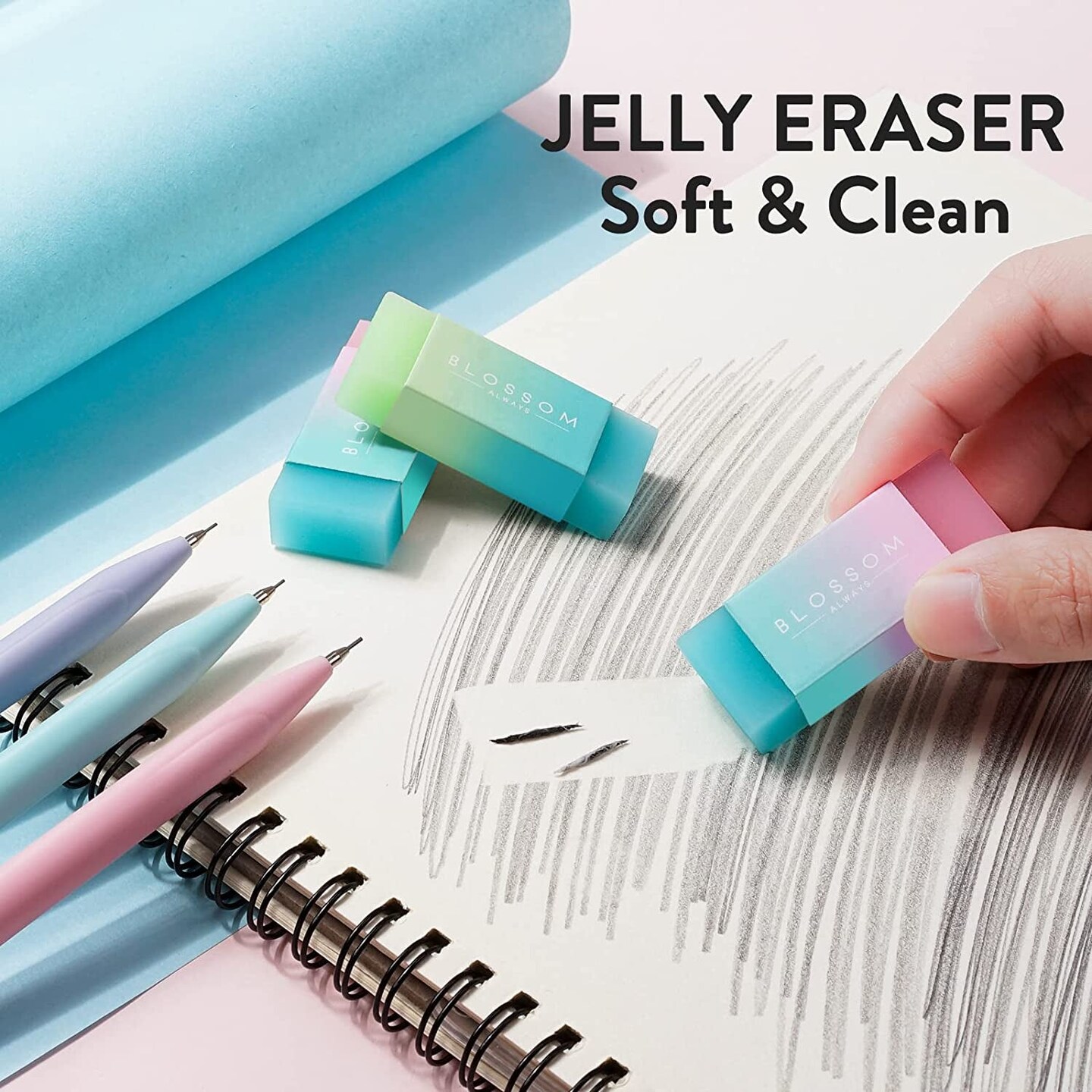 Cute Mechanical Pencil Set, 6PCS Pastel Mechanical Pencils 0.5 &#x26; 0.7Mm with 360PCS HB Pencil Leads, 3PCS Erasers and 9PCS Eraser Refills, Aesthetic Mechanical Pencils for Girls Writing