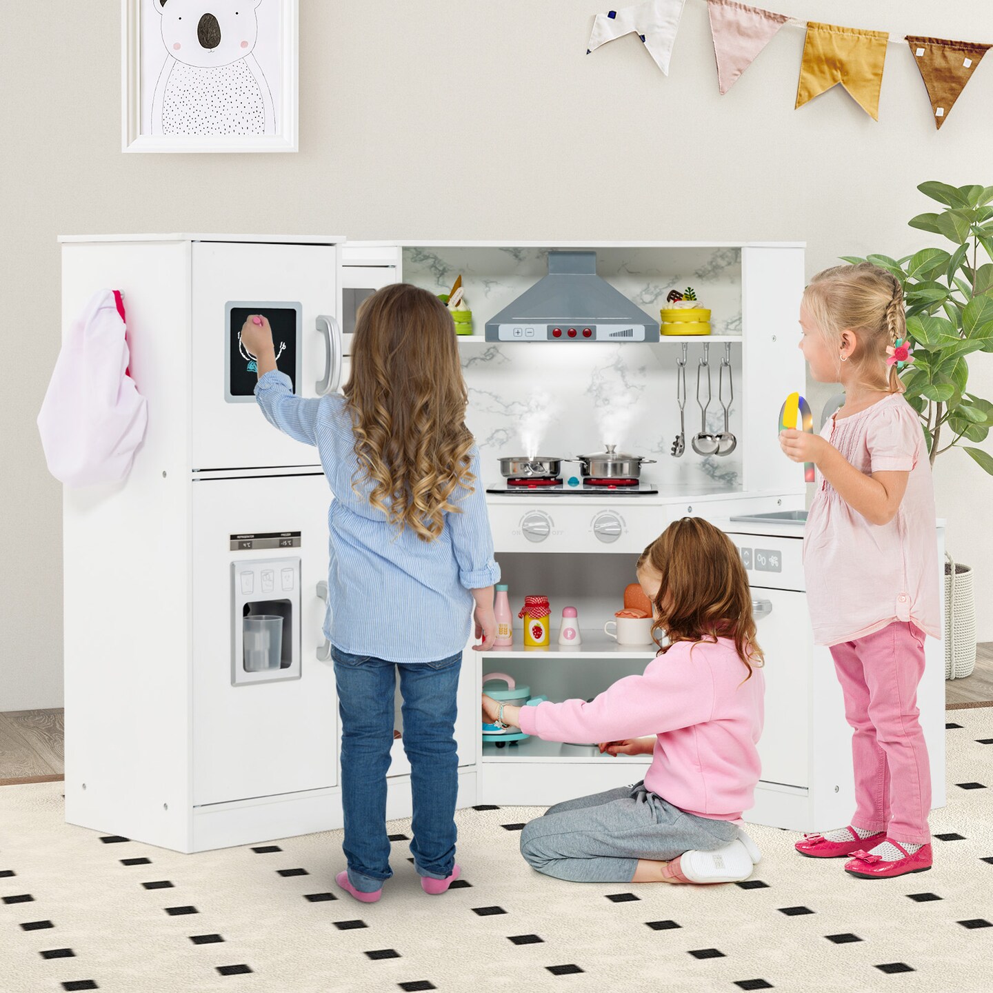 Kids Corner Pretend Kitchen Playset With Separated Washing Basin