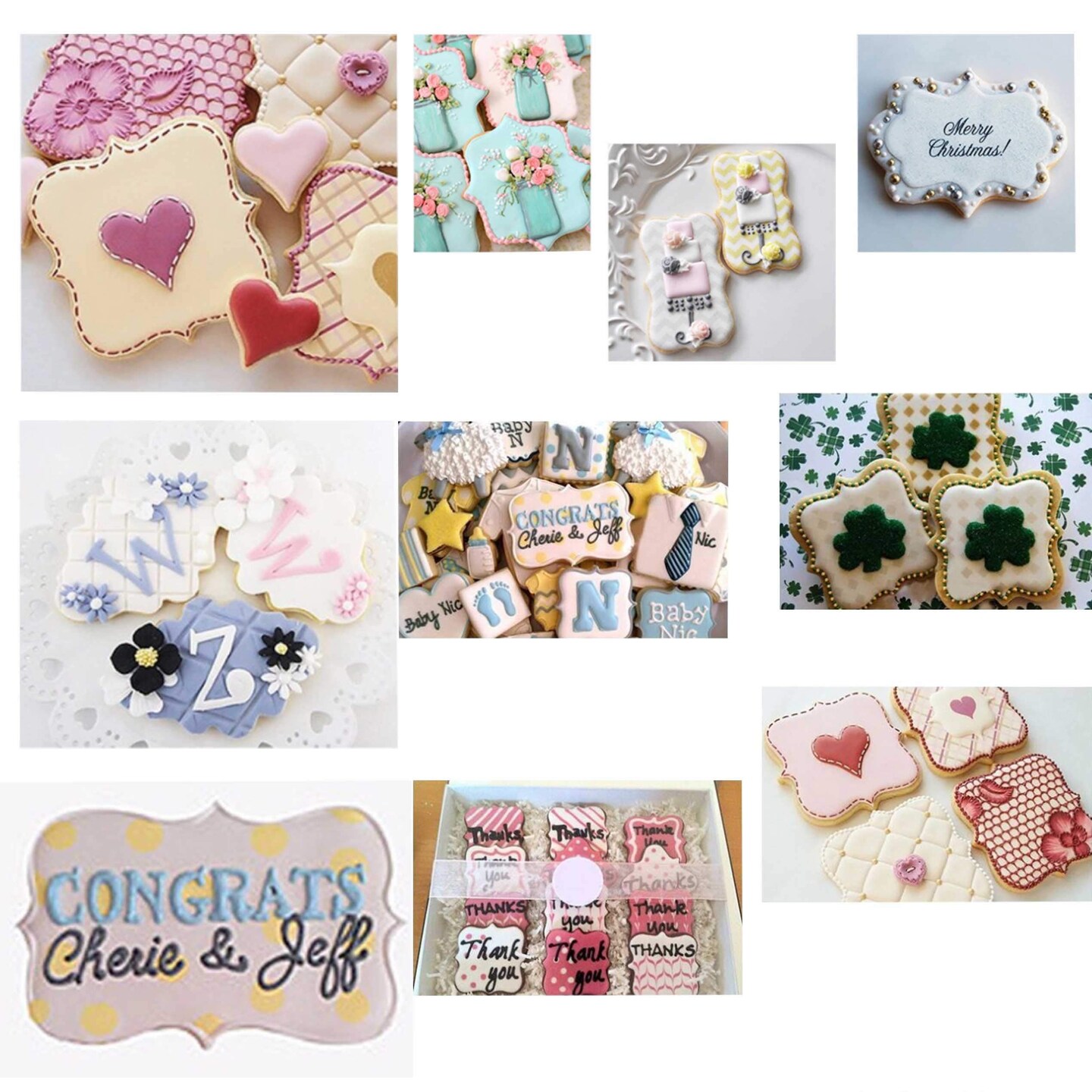 10 Pieces Plaque Frame Cookie Cutters Set Different Frames Fondant Cutter Molds for Making Mousse Cake Cookies Biscuit, Fruit, Bread Wedding and Birthday Party Decorations