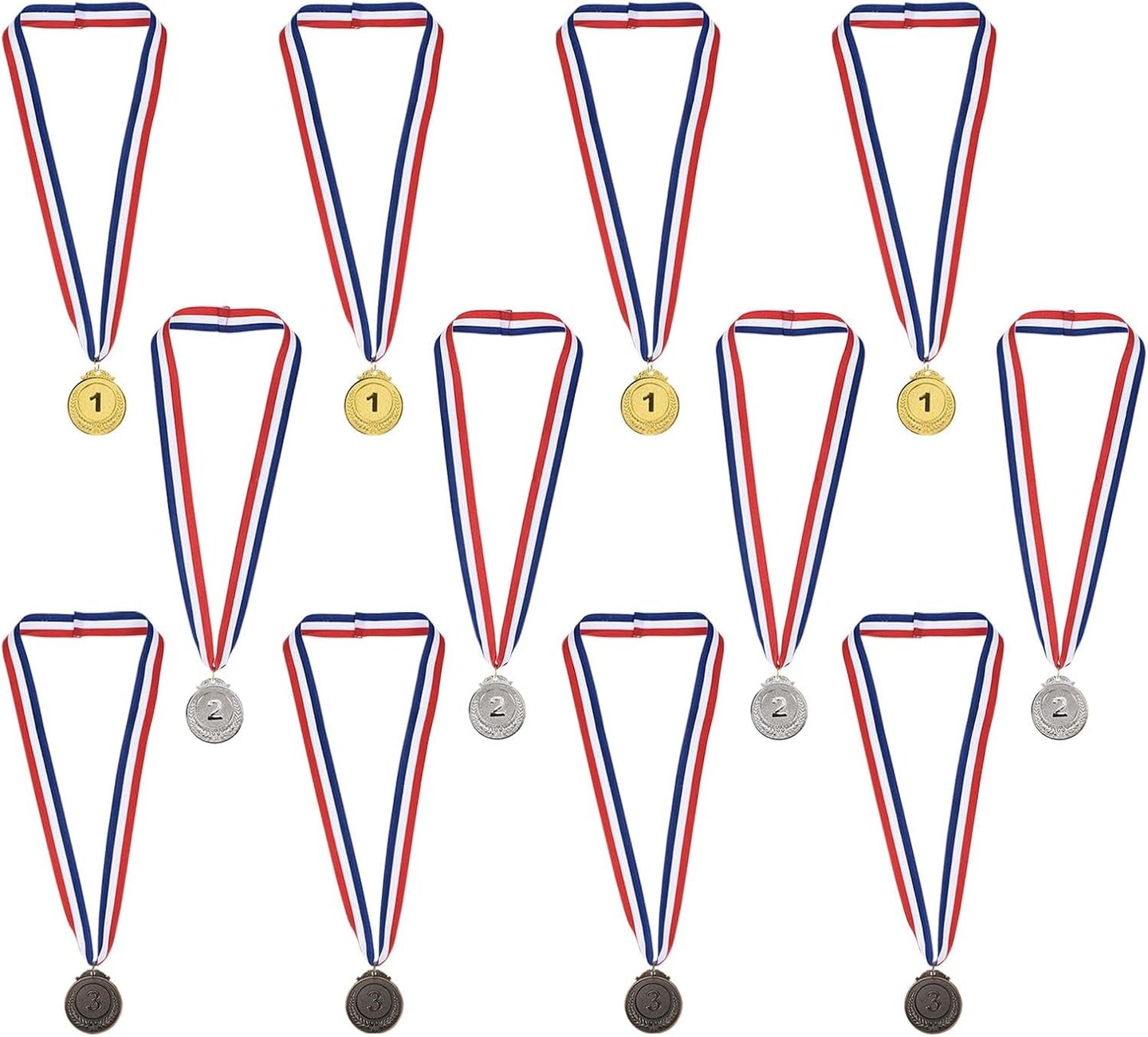 2 Inch Gold Silver Bronze Winner Award Medals, 12 Pack Olympic Style ...