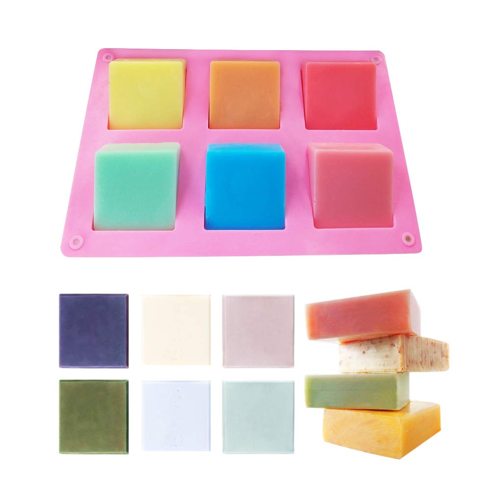 3 Pck Silicone Soap Molds(Blue & Pink & Green), 6 Cavities Silicone Baking Mold DIY Handmade Soap Making, Muffin, Loaf, Brownie, Cornbread and More