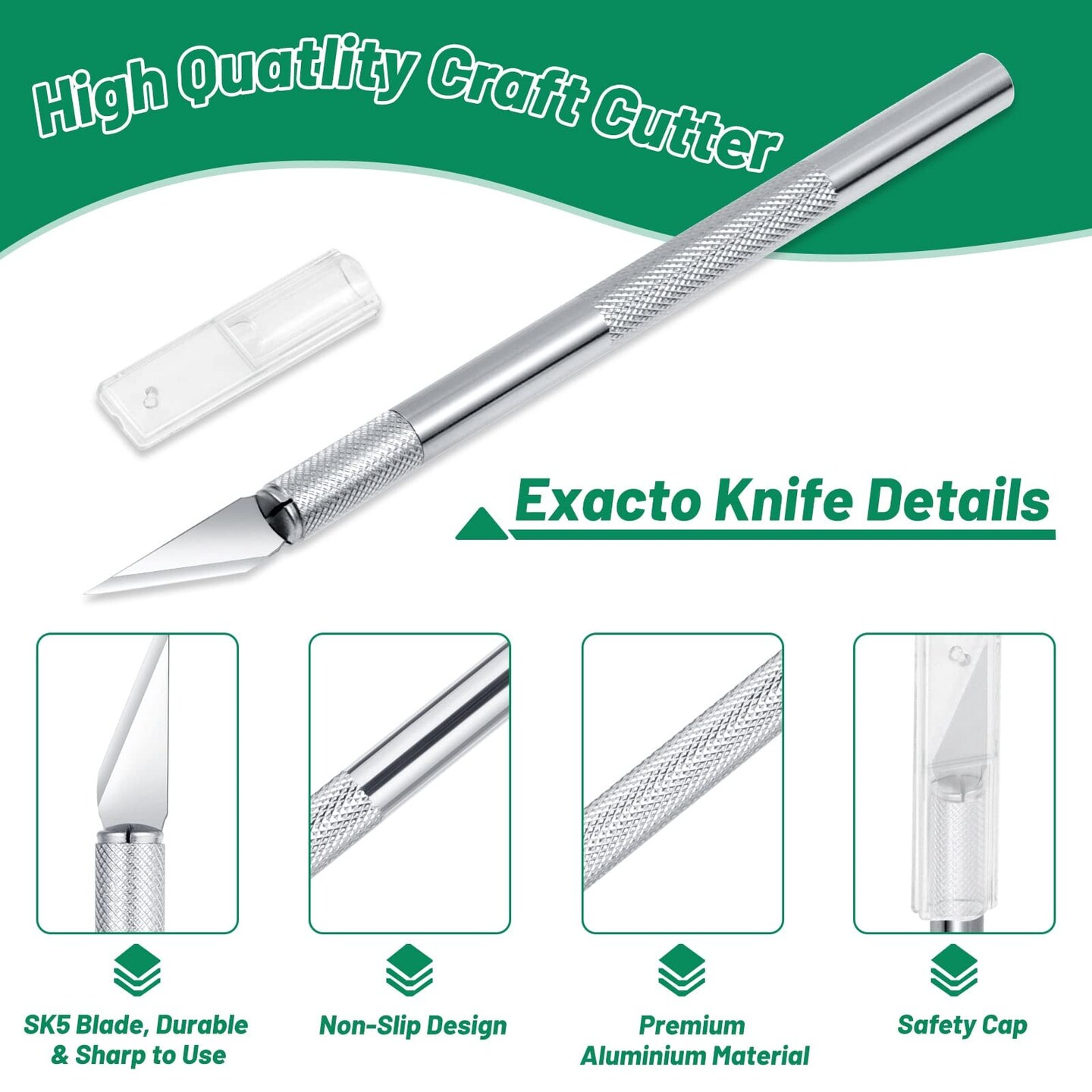 Exacto Knife with Hobby Mat for Crafts, Self Healing Cutting Mat Hobby Knife with 30 PCS Exacto Blades Precision Knife for Art and Crafts Paper Scrapbooking Stencil (Black)