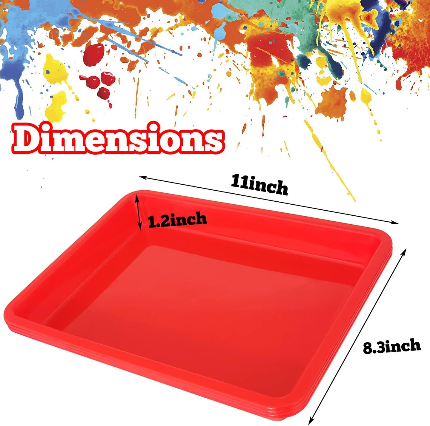 12 Pack Activity Plastic Art Trays,Multicolor Plastic Art Trays,Serving Tray for Art and Crafts,DIY Projects,Painting,4 Color