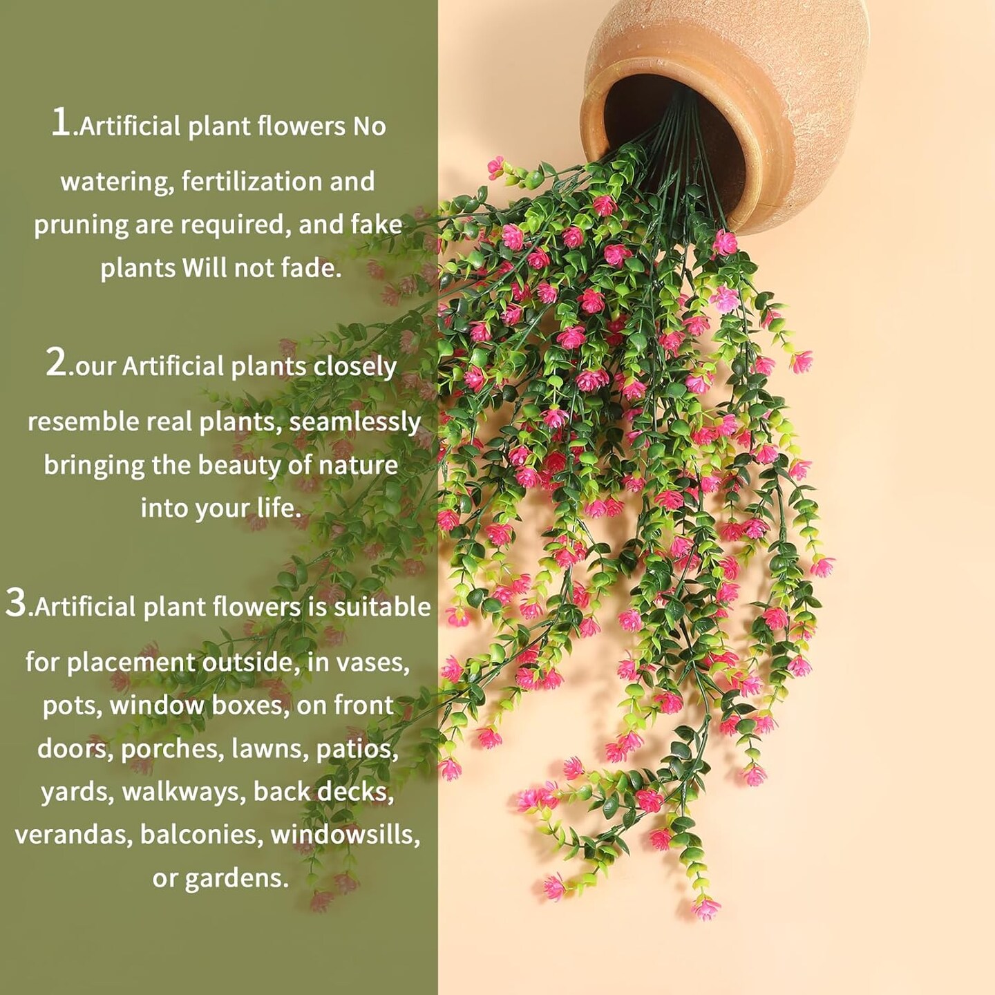 4pcs Artificial Flowers for Outdoors Plants Fake Plants UV Resistant Faux Plastic Daffodils Flower Greenery Boxwood for Spring Planters Outdoor Front Porch Garden Porch Patio Decoration (Pink).