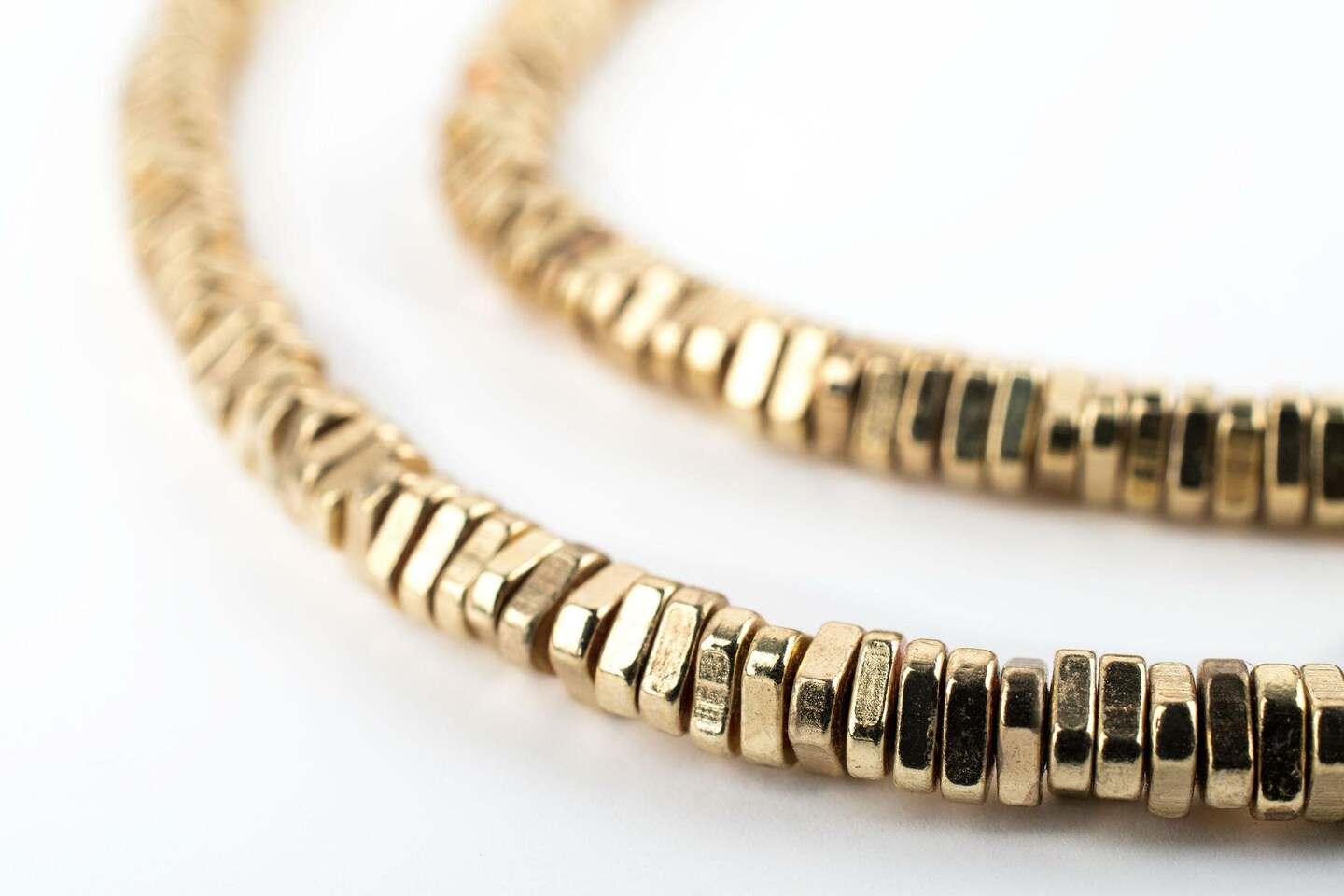 TheBeadChest Faceted Gold Triangle Heishi Beads (4mm, 16 inch Strand)