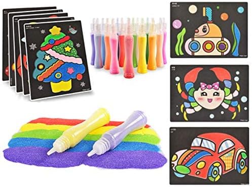 Mistari Peel and Sand Art Kits Sheets for Kids with 27 Sheets Sand Art Painting Cards and 2 Pieces Scratch Sticks Crafts (18 Colors + 27 Sheets)