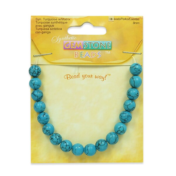 Synthetic Turquoise with Matrix Beads Pack of 18
