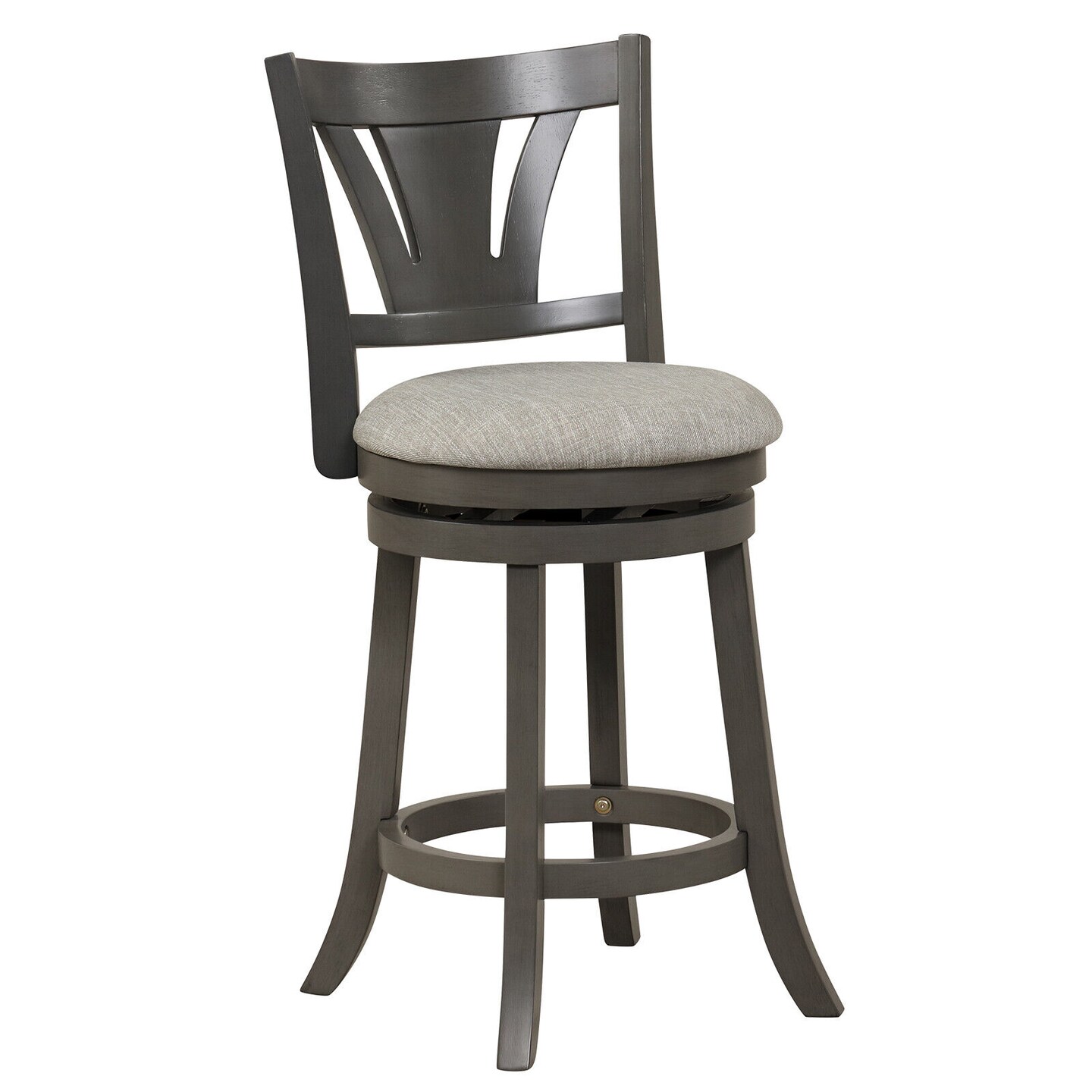 Swivel Bar Stool With Backrest Soft Cushioned Seat And Footrest