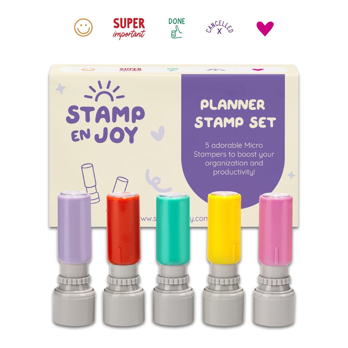 Stamp Enjoy - Self-Ink Flash Stamp Set, Multicolor Teacher Stamps, Office Stationery Stamps, Pre-Inked, Refillable Stamps (Planner Stamps)