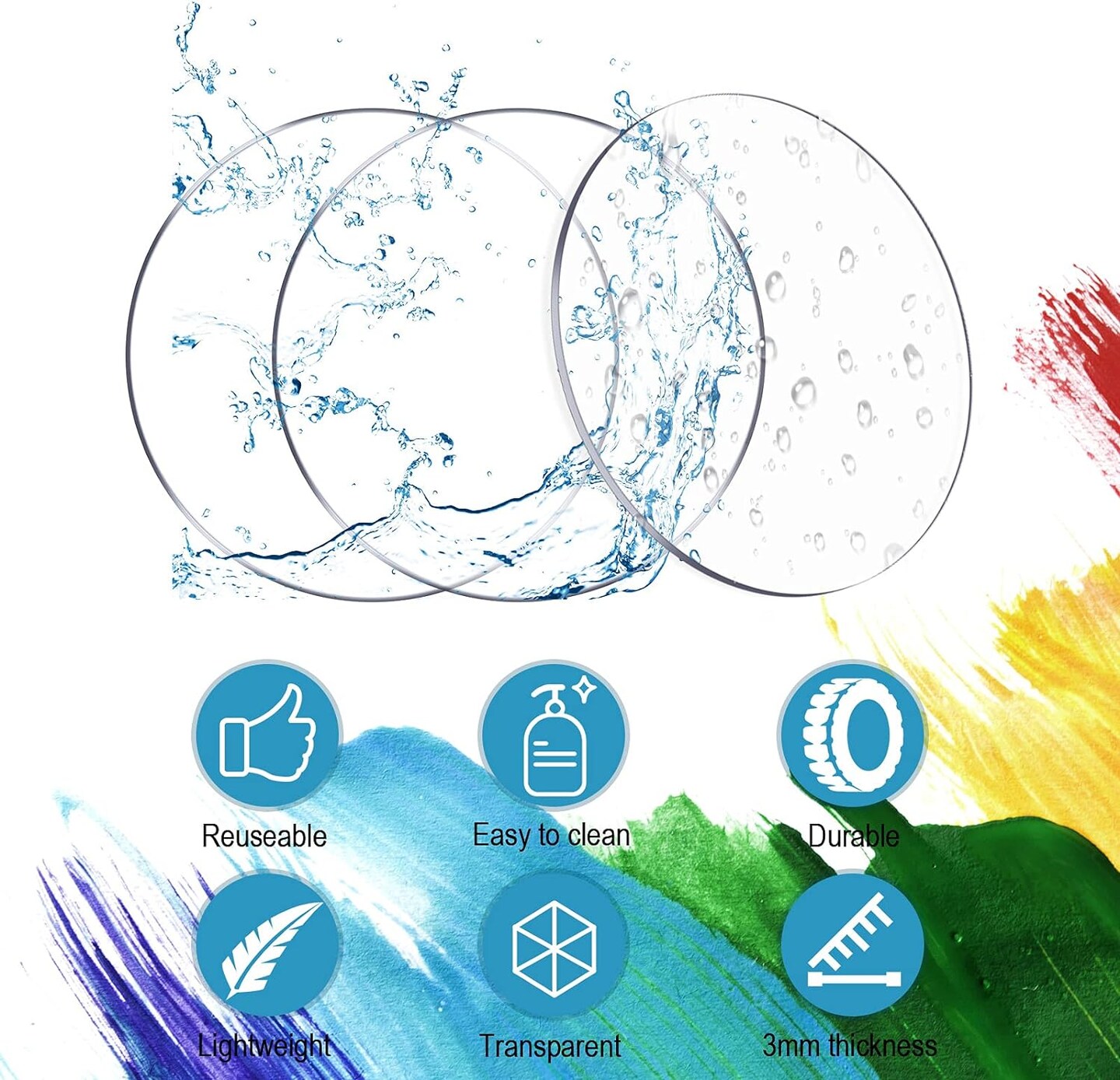 60 Pieces Transparent Acrylic Circle Discs Thick Round Acrylic Sheets Acrylic Circle Disc Ornament Blanks Clear Round Acrylic Ornaments for DIY Projects and Crafts (1.5 Inch)