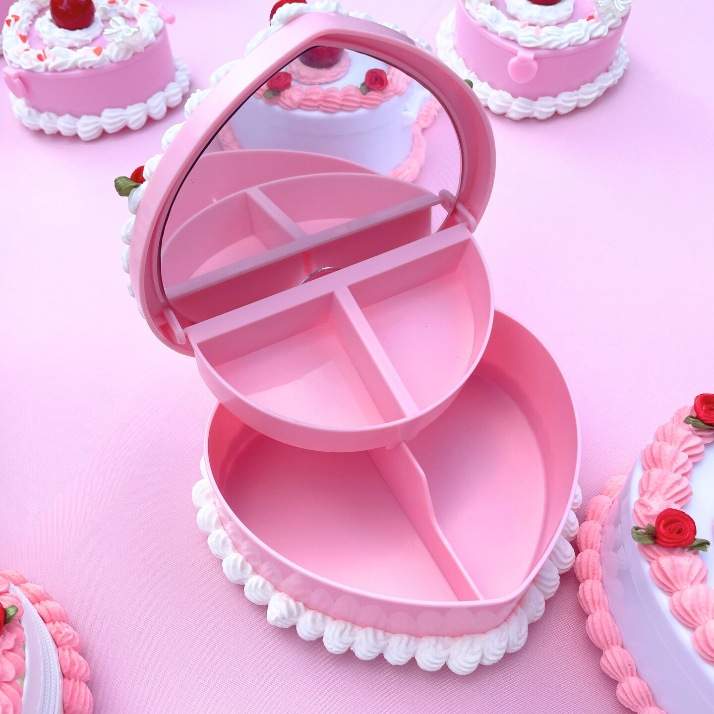 Strawberry Heart Fake Cake Decor Box - Vintage Decor Fake Cake