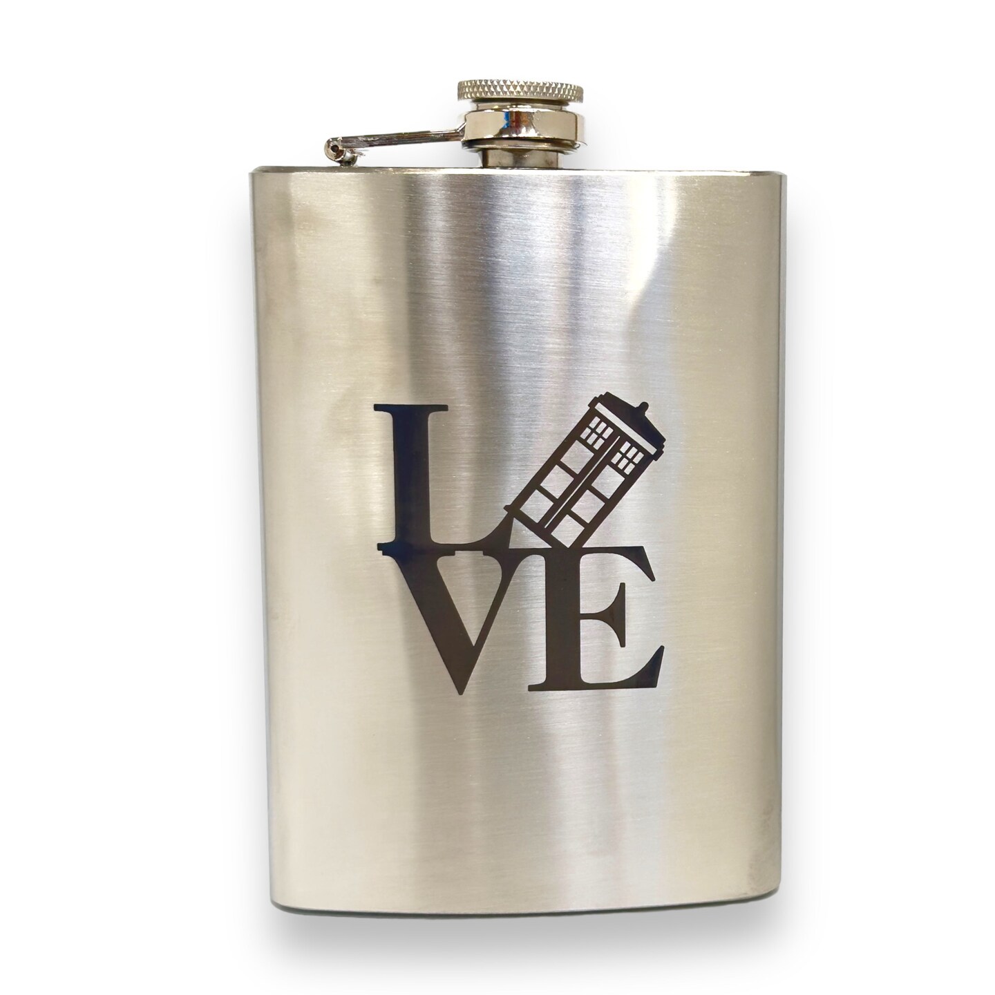 8oz Geek Love Collection - Police Call Box Stainless Steel Flask 8oz Geek Love Collection - Police Call Box Stainless Steel Flask