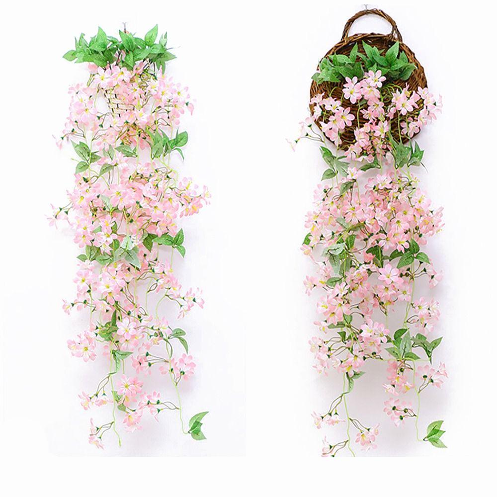 Artificial Winter Jasmine Flowers Hanging Fake Rattan Plants Outdoor Home Decor Ivy Plant for Outside for Wall Indoor Hanging Baskets