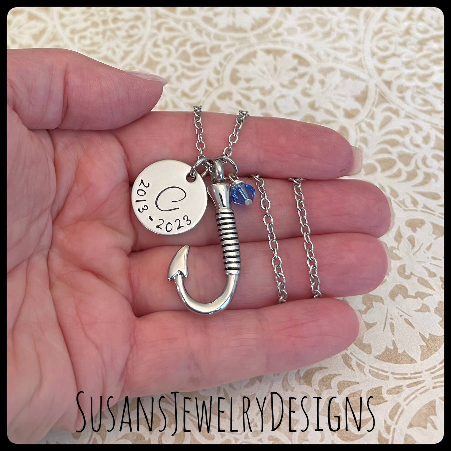 cremation jewelry dad fishing hook Custom fish hook urn necklace, stainless urn, memorial necklace, cremation  jewelry, personalized keepsake, urn for dad, ash holder, pet loss