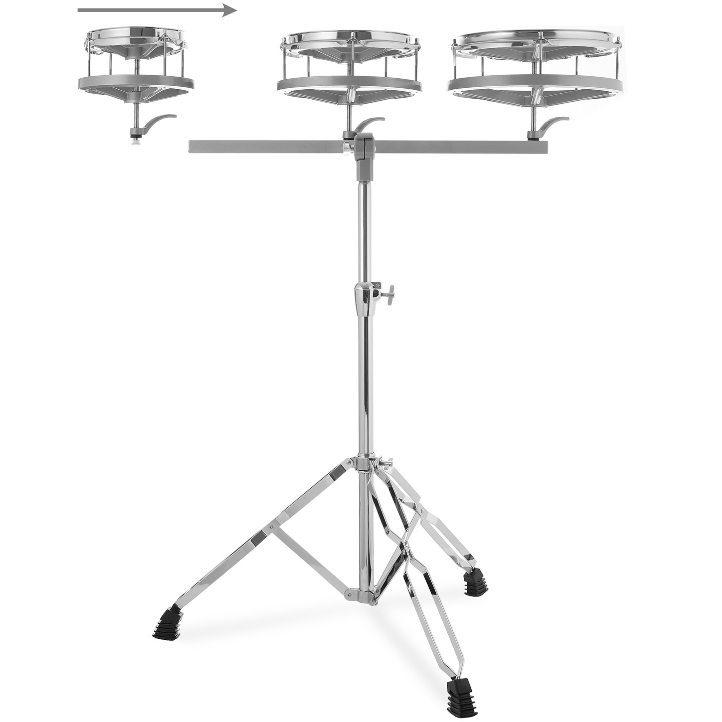 Ashthorpe Roto Tom Drum Set with Stand - 6", 8", 10" Toms with Remo Heads