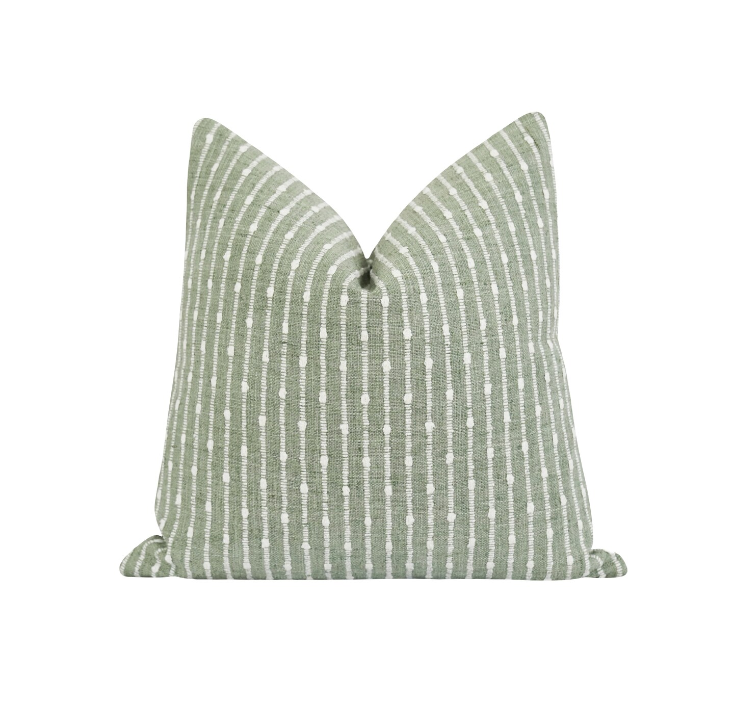 Aloe Green Woven Pillow Cover, Double Sided Chunky Stripe Pillow