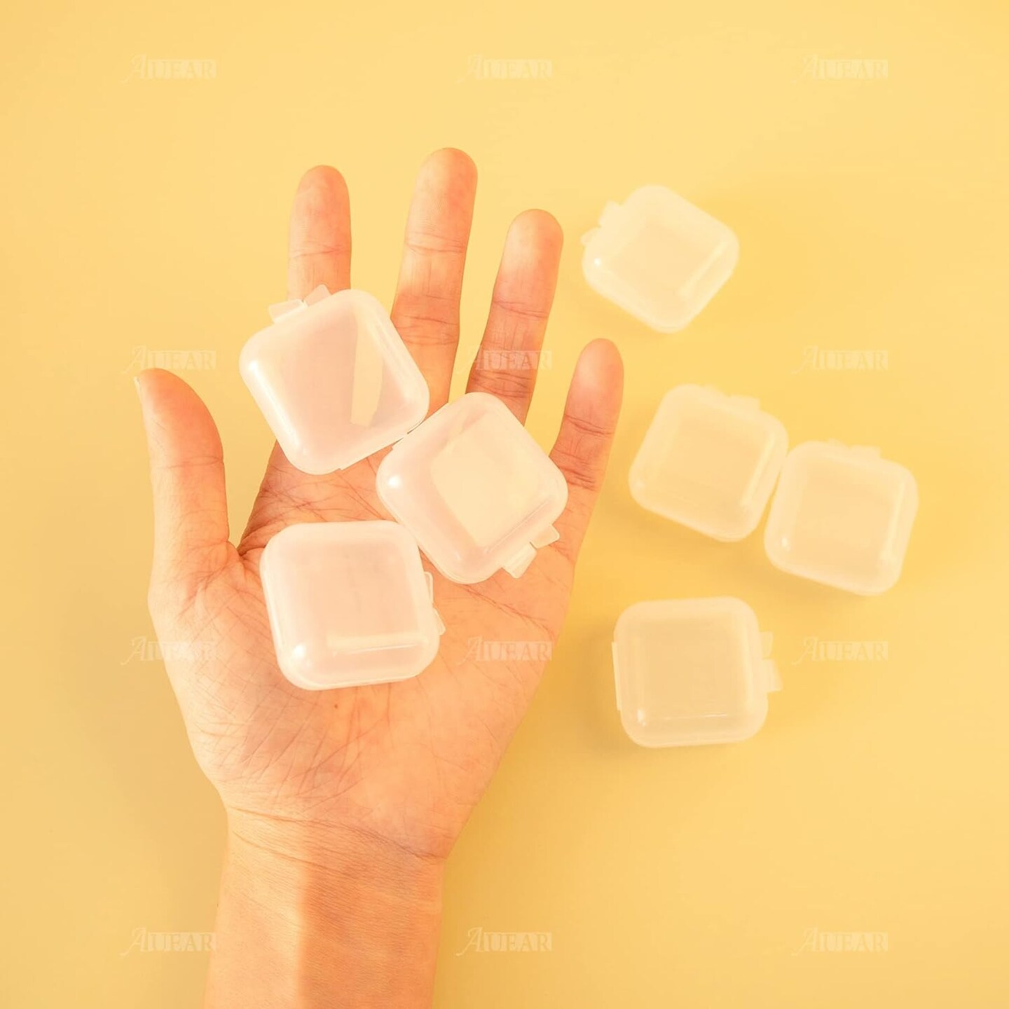 40 Pack Mini Square Storage Containers Box with Hinged Lid Clear Earplugs Storage Box Plastic Transparent Storage Box for Tiny Bead Jewelry