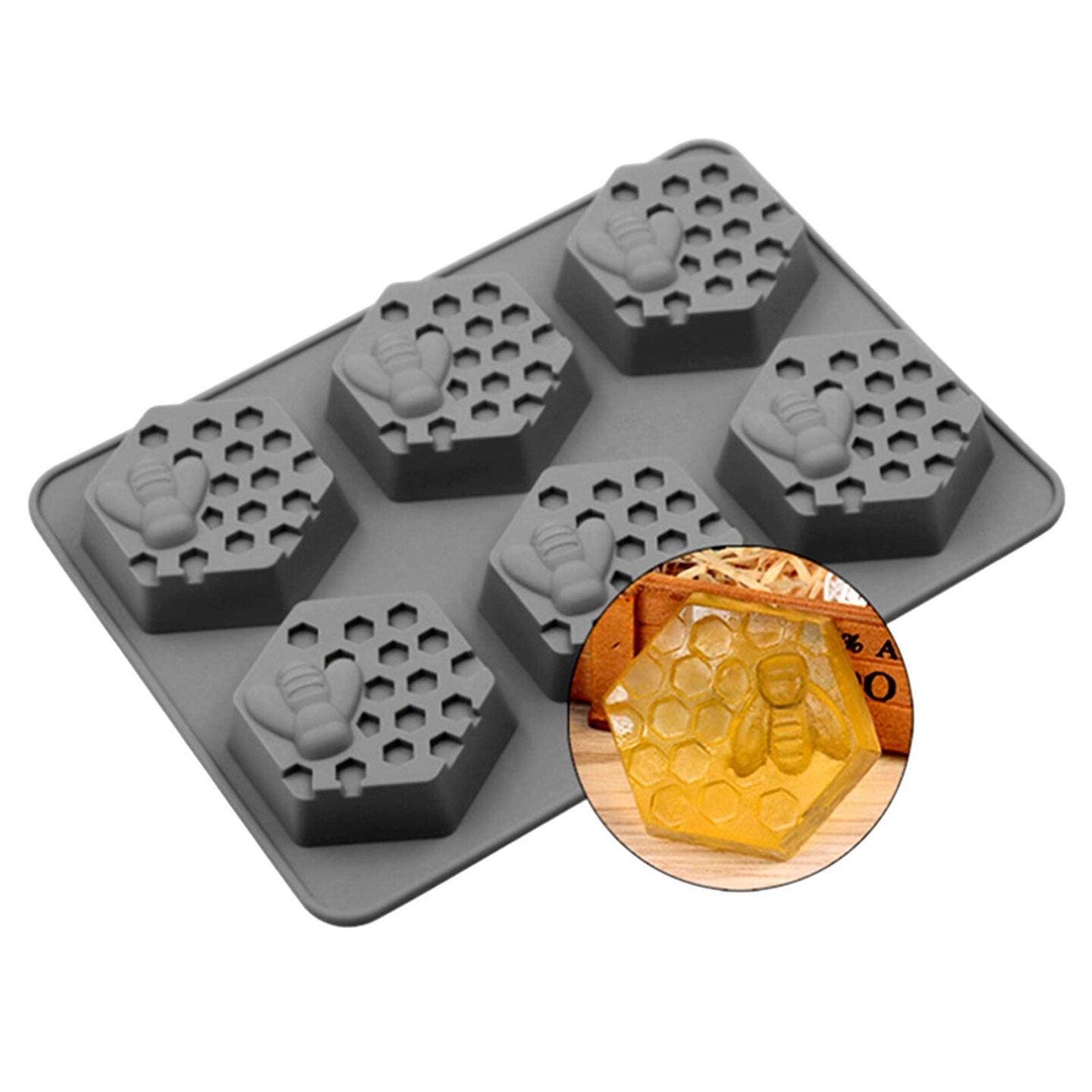 2 Pieces 3D Bee Silicone Soap Molds, Hexagonal Honeycomb Silicone Molds for Homemade Soaps Chocolate Jelly Cake Making