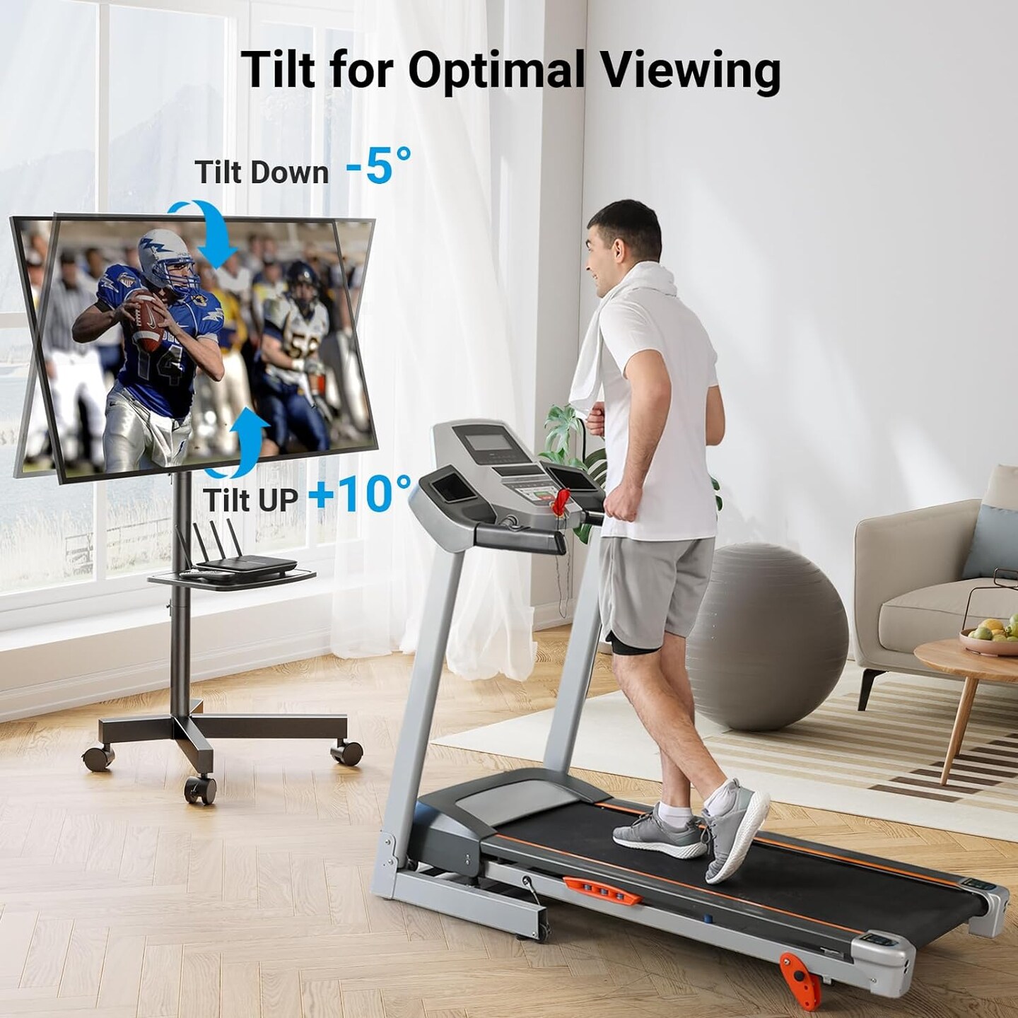 Mobile TV Stand for 23-60 Inch LCD LED Flat/Curved Panel Screen TVs, Tilt TV Cart Holds up to 88Lbs Portable Stand with Laptop Shelf Rolling Floor Max VESA 400x400mm