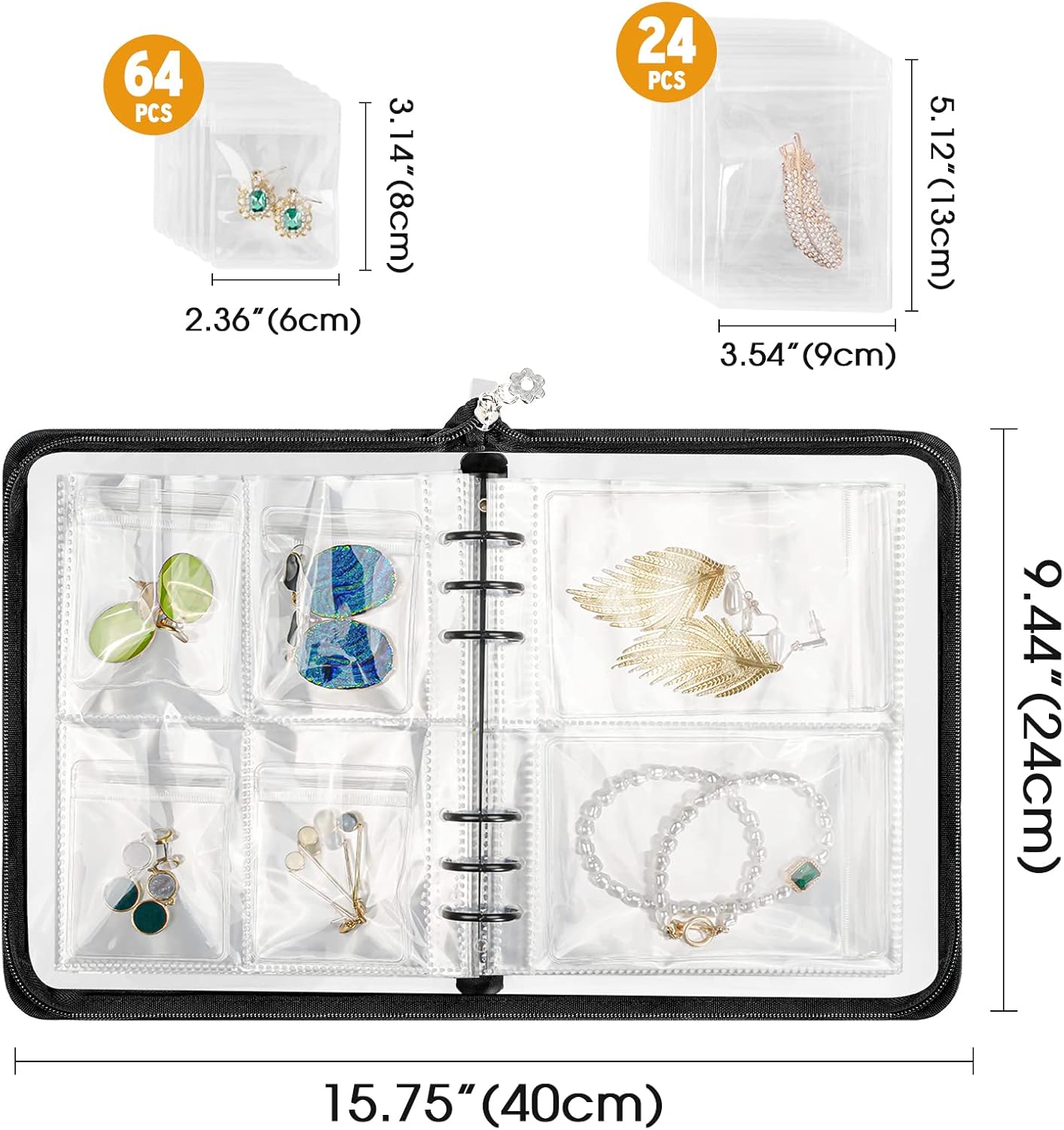 Transparent Jewelry Storage Book &#x2013; 84-Grid Clear Travel Organizer for Necklaces, Earrings, Rings, Bracelets