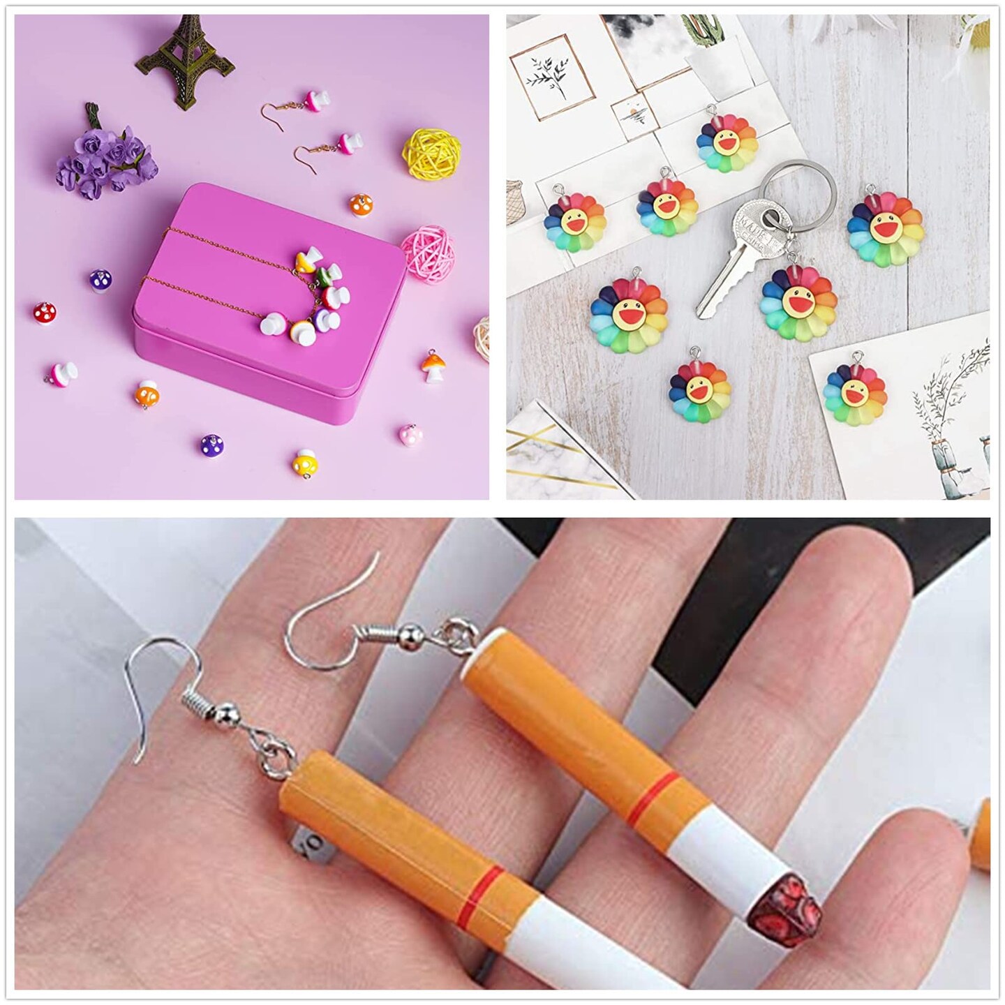 30 Pieces Daisy Flower Pendant Charms Colorful Resin Jewelry Making Ornament DIY Pendant Making Charm for Bracelet Necklace Earrings Keychain Craft