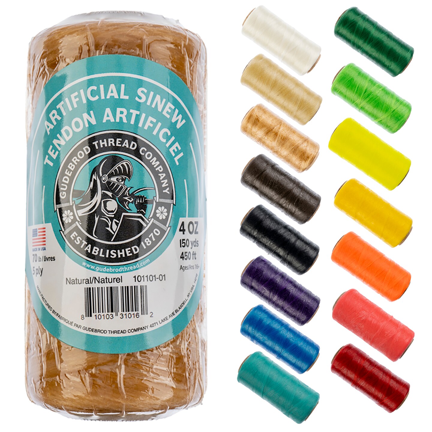 Gudebrod 70lb. 5-Ply Artificial Sinew Thread, 150yd. | Made in USA