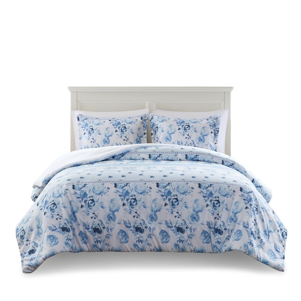 Gracie Mills Alejandra Floral Striped Duvet Cover Set Twin Grace-15808 Machine Washable