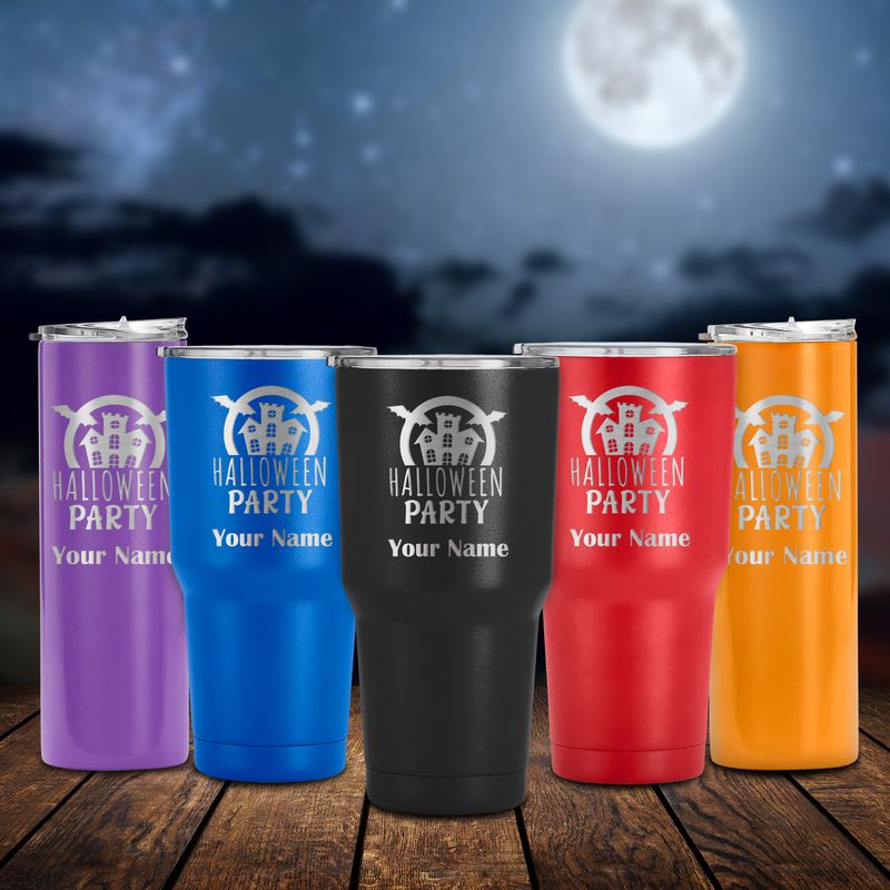 Haunted Mansion Tumbler Cup, Laser Engraved Halloween Party Travel Mug, Halloween Drinkware, Personalized Gift For Guy, Girl, Friend, Family