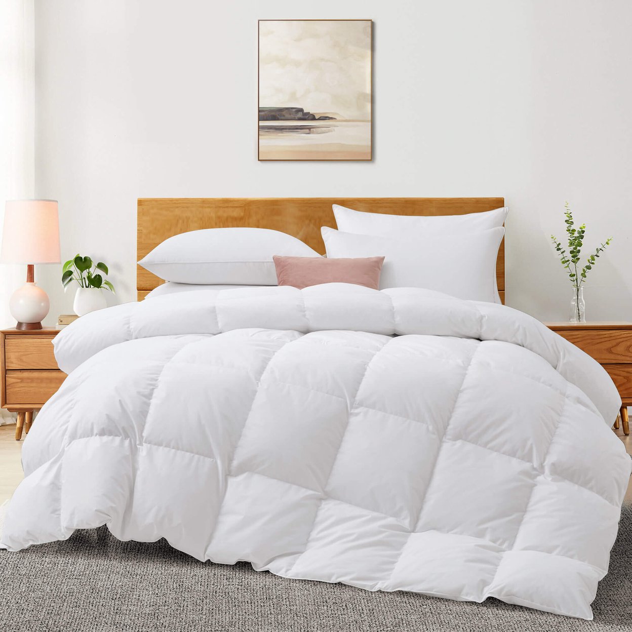 Goose Down Comforter White Cotton Cover Lightweight Fluffy Twin Full King Size