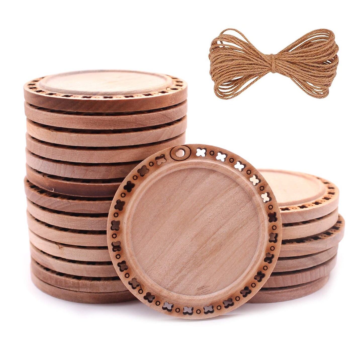 20 Pieces 2.16 inches Natural Wood Slices Craft Unfinished Wood kit Predrilled with Hole Wooden Circles for DIY Crafts Wedding Decorations Christmas Ornaments Arts Wood Slices