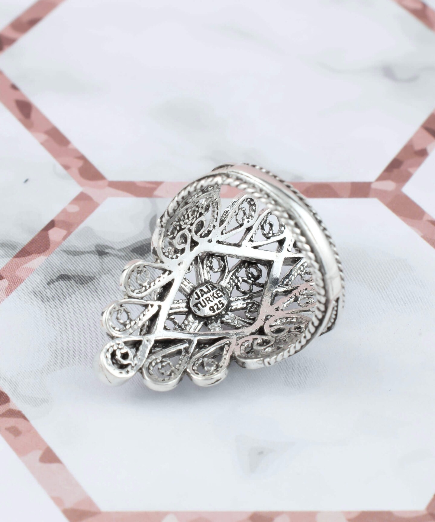 Sterling silver statement filigree ring, Silver holes 2024 tube ring, Unique designer ring by PORANS