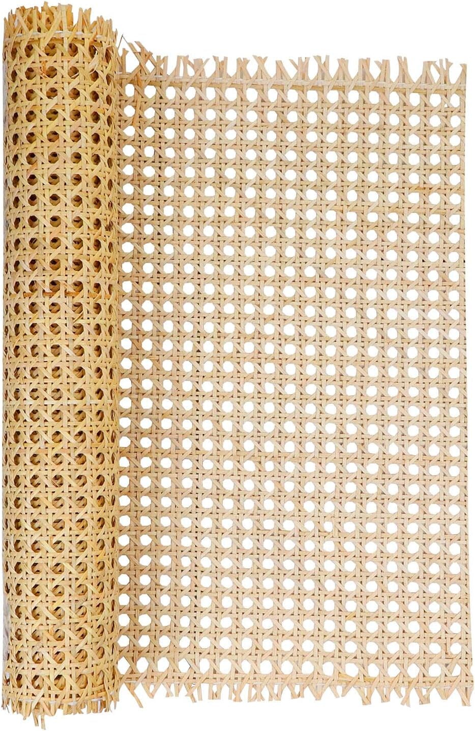 16&#x22; X5Ft Natural Rattan Cane Webbing, Woven Open Mesh Cane Net Roll for DIY Caning Furniture Decor Projects: Chair, Cabinet, Ceiling and Door(59X17 In)